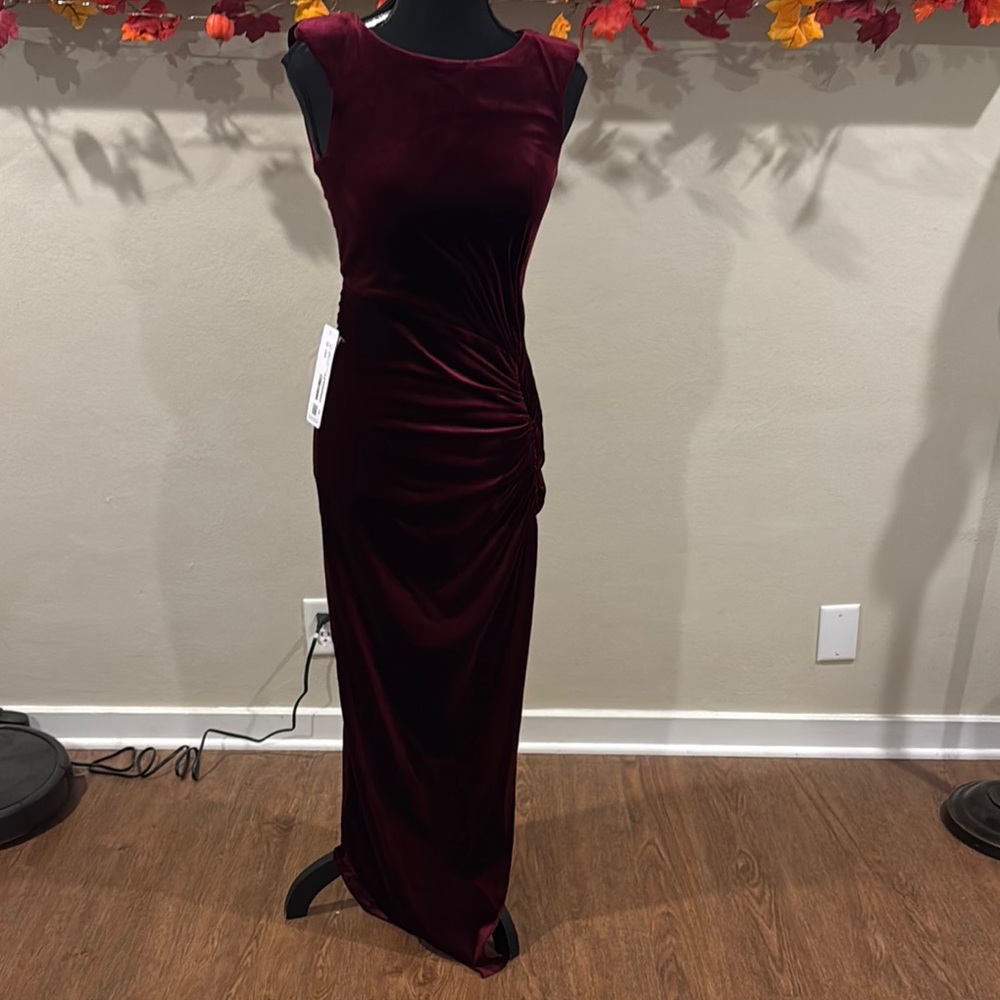 NWT Azazie Deep Red Velvet Maxi Dress